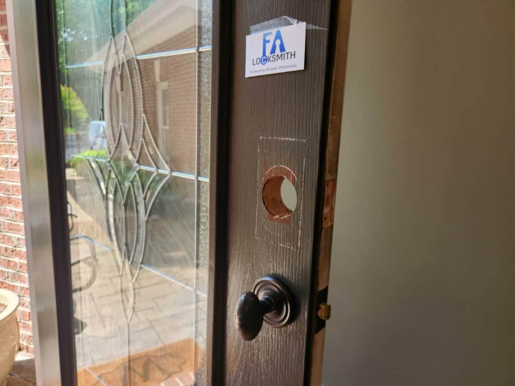 new lock installation - dead bolt on wood door in Raleigh